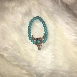 cheetah cowhead and turquoise bracelet